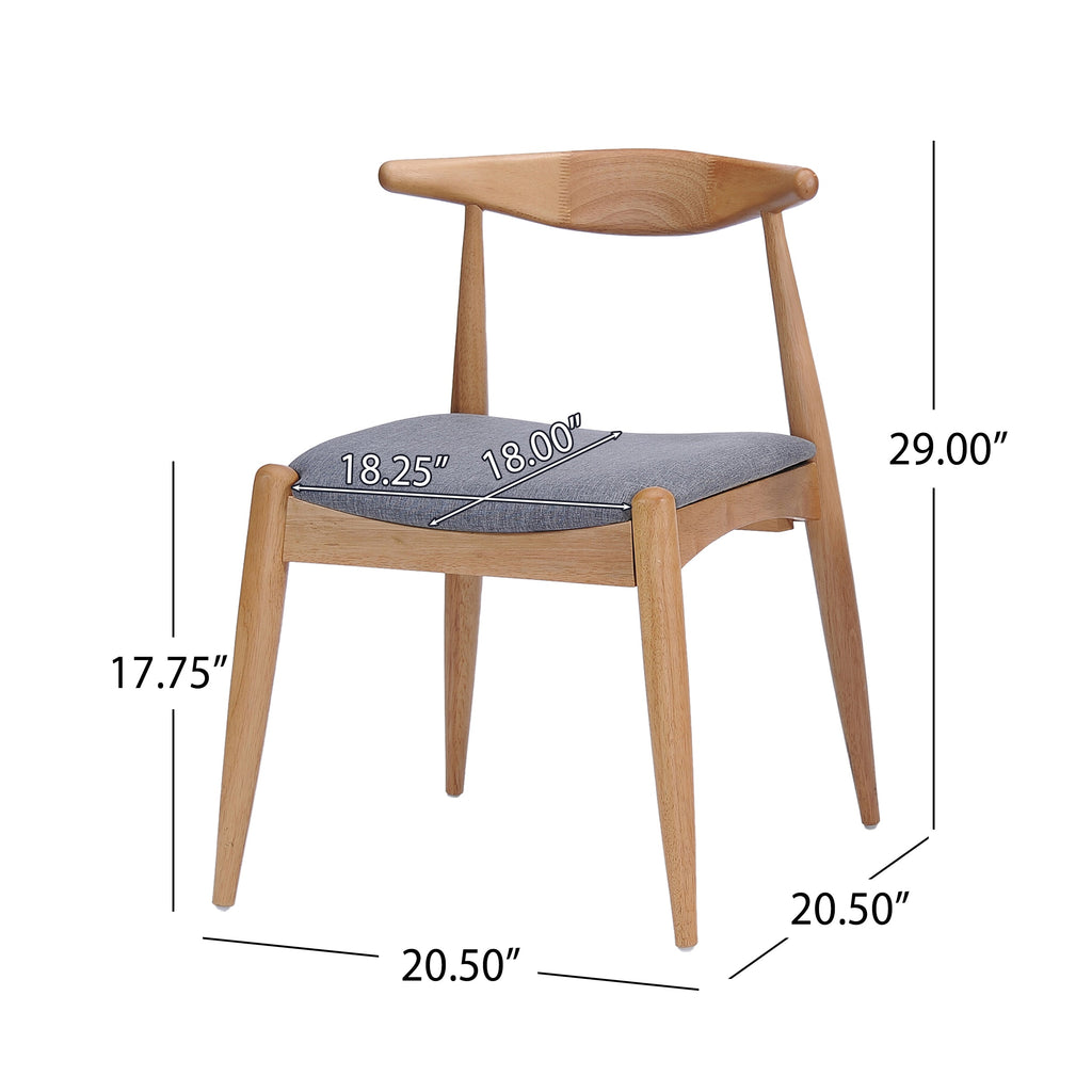 Set of 2 Rubberwood Dining Chairs with Ergonomic Backrest