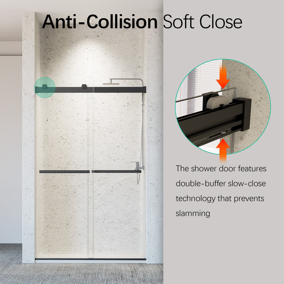 Frameless Double Sliding Shower Door - 46-48" W x 76" H