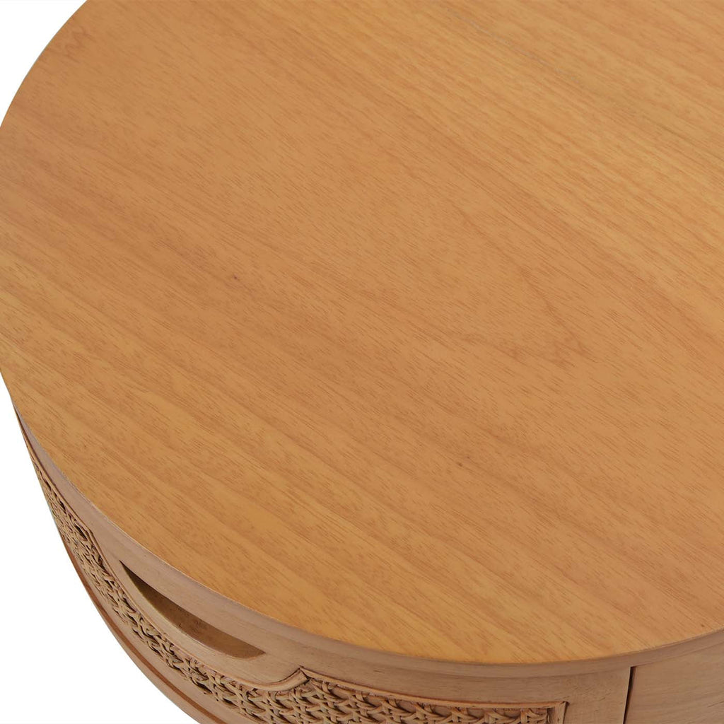 Cabana 18" Round Cane Rattan Storage Side Table