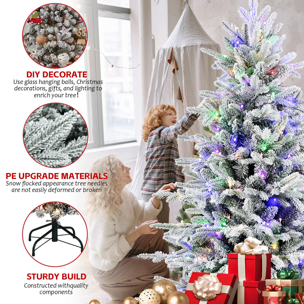8FT PE+PVC Flocked Artificial Christmas Tree