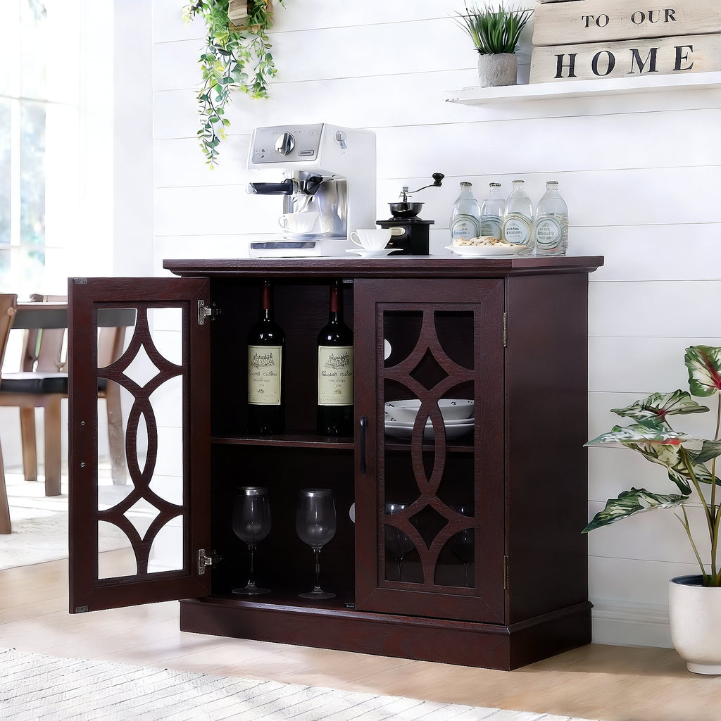 Spacious Size Sideboard with 2 Clear Tempered Glass Doors