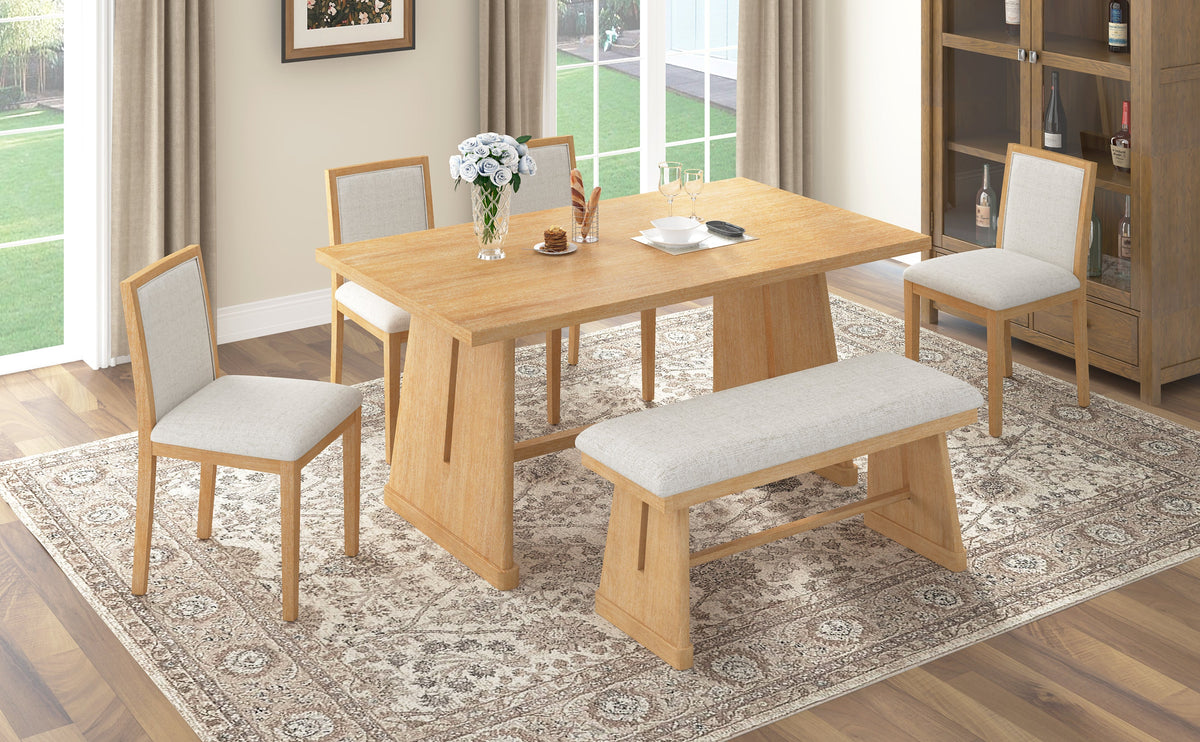 TREXM 6-Piece Rustic Farmhouse Dining Table Set