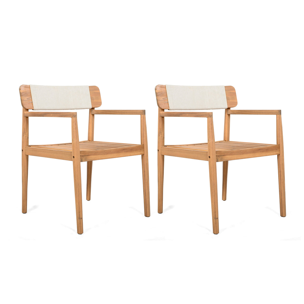Creative Braided Acacia Wood Outdoor Dining Table and Chairs