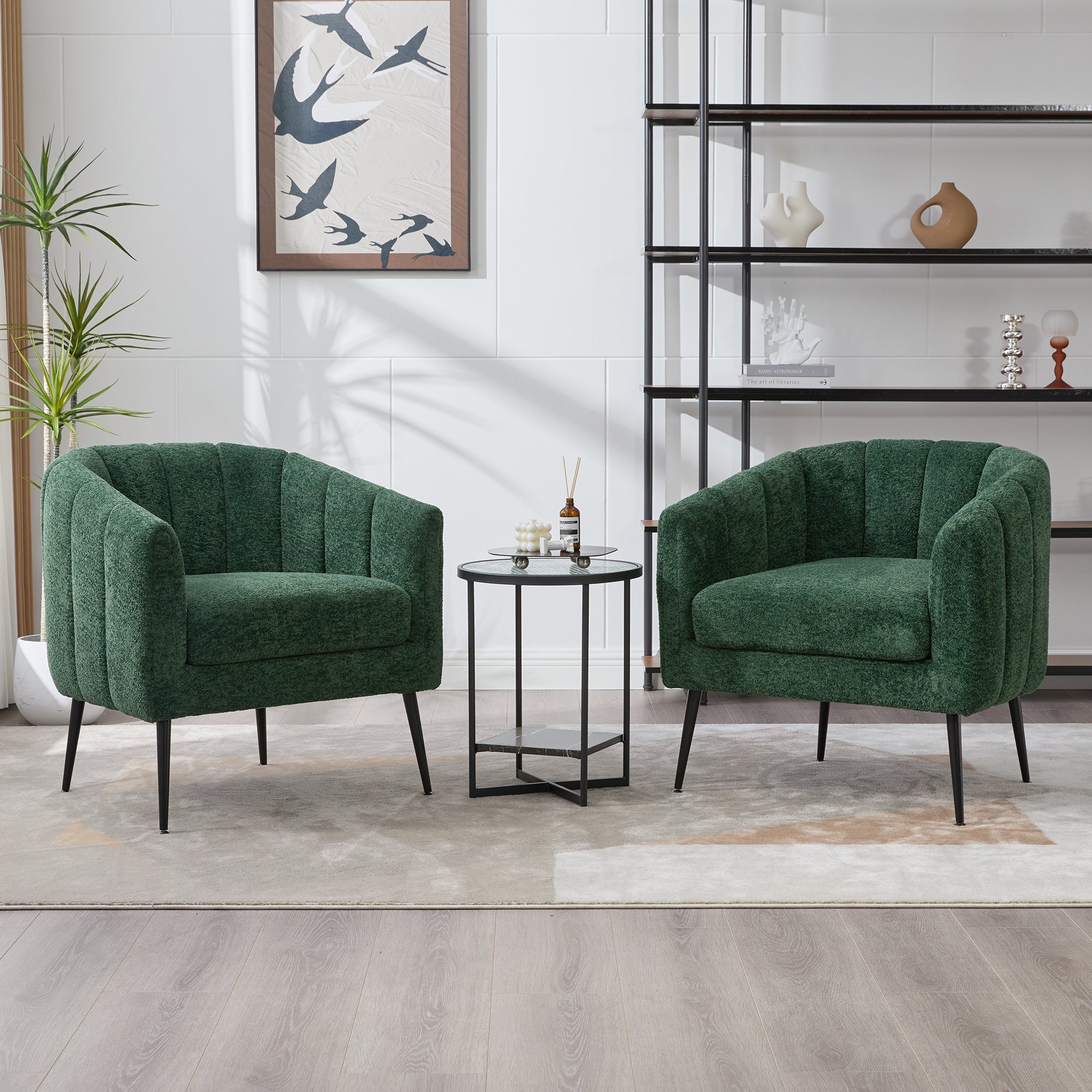 Modern Upholstered Chenille Barrel Accent Chair