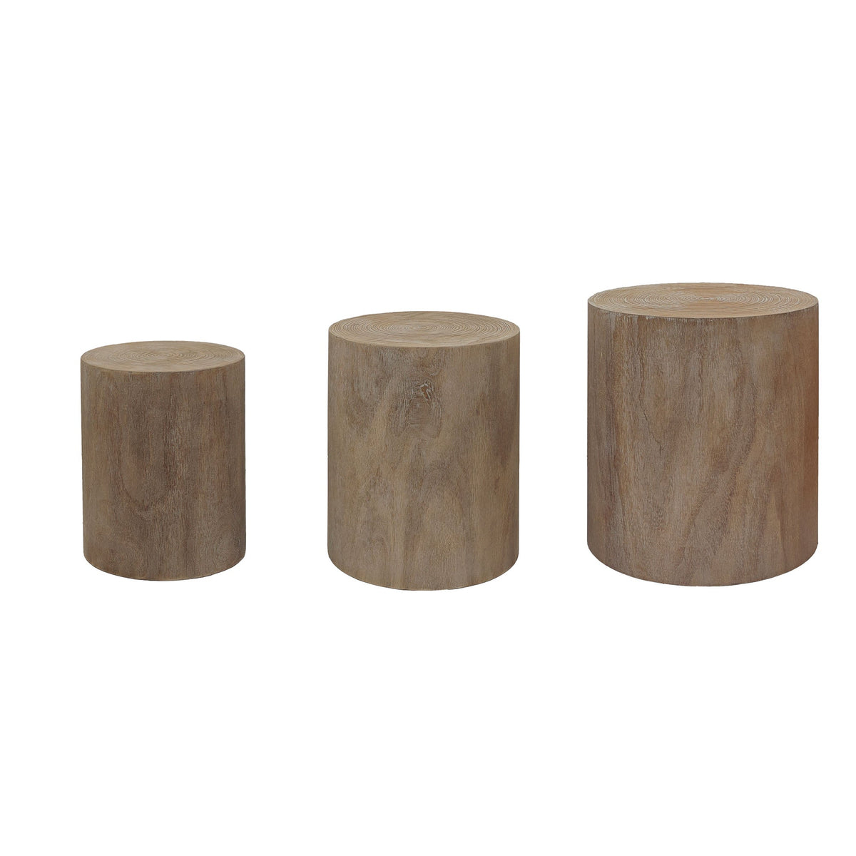 Set of 3 Rounded Wood Coffee Tables