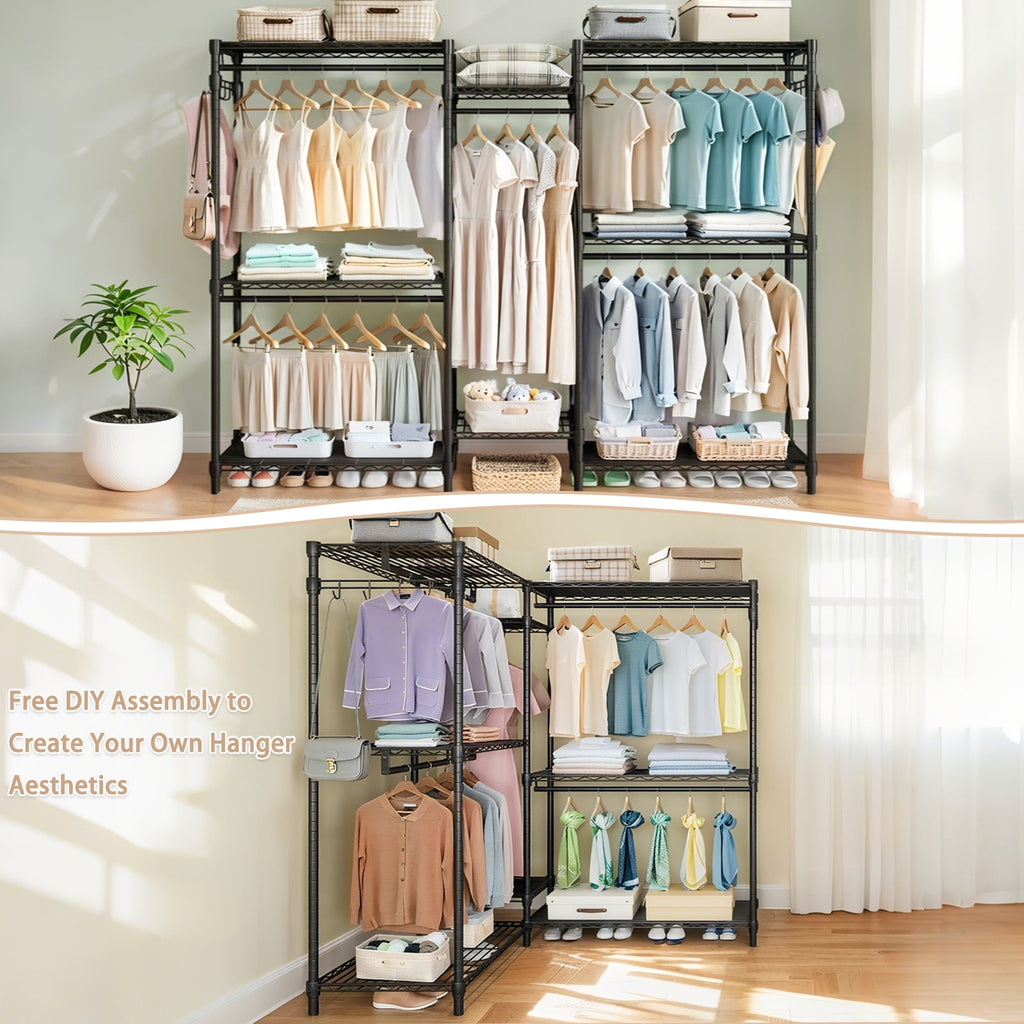 Heavy Duty Garment Rack, Freestanding Closet Organizer
