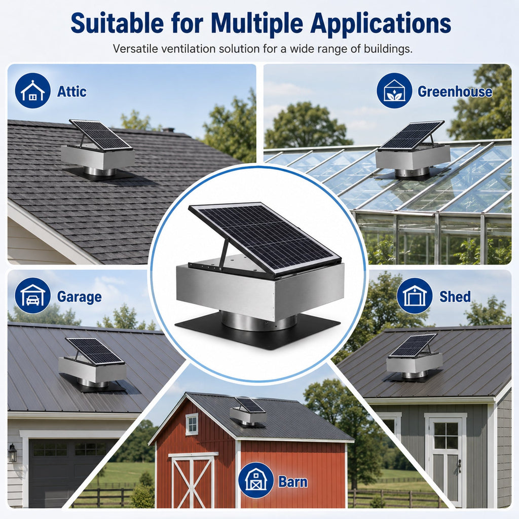 12" Stainless Steel Solar Roof Vent Fan