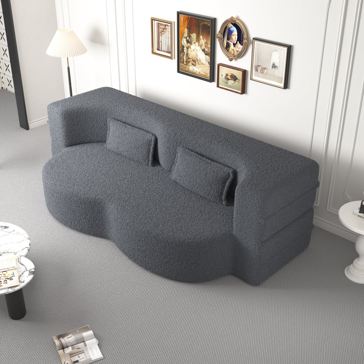 Modern Floor Sofa with 2 Pillows