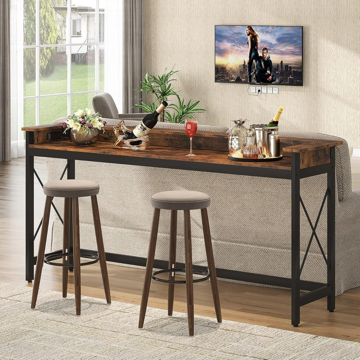 70.9" Extra Long Console Table with Power Outlets & USB Ports