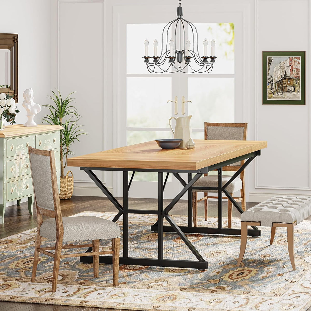 71" Farmhouse Dining Table for 6