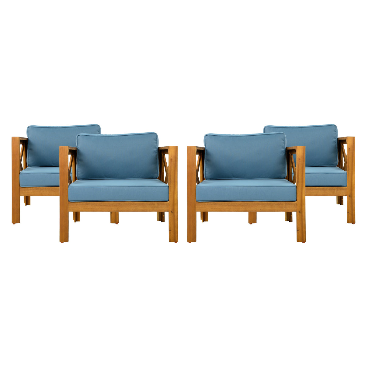 Patio Conversation Set with Outdoor Wood Chairs and Side Table