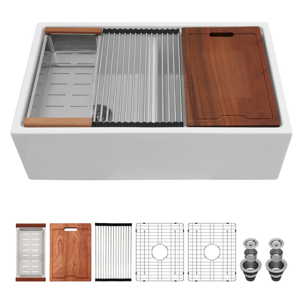 White Farmhouse Sink Workstation