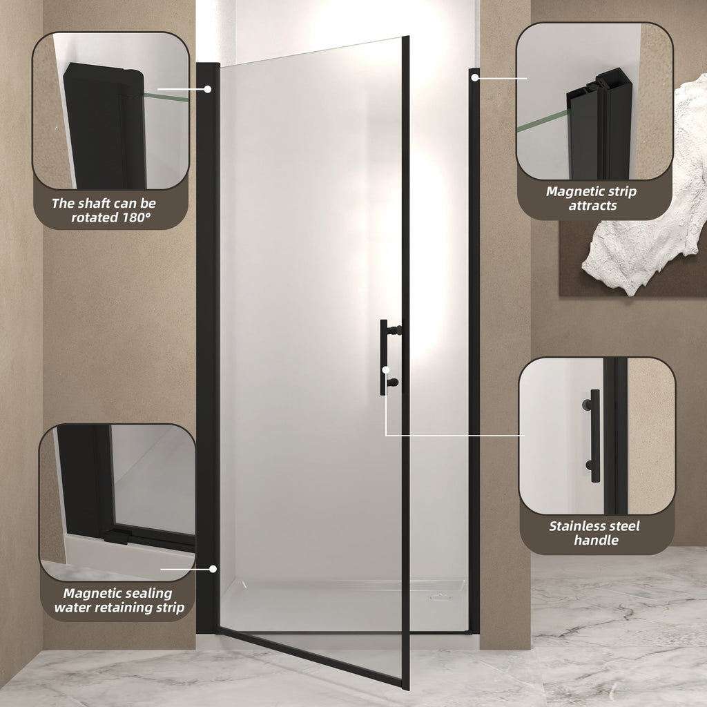 36"x 72" Pivot Shower Door, Matte