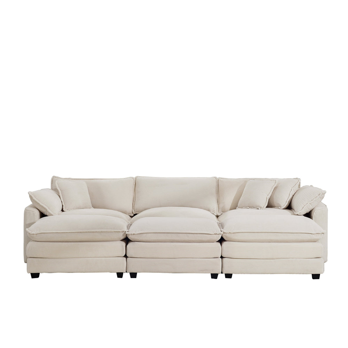 Oversized Modular Cushioned Sofa with 3 Ottomans