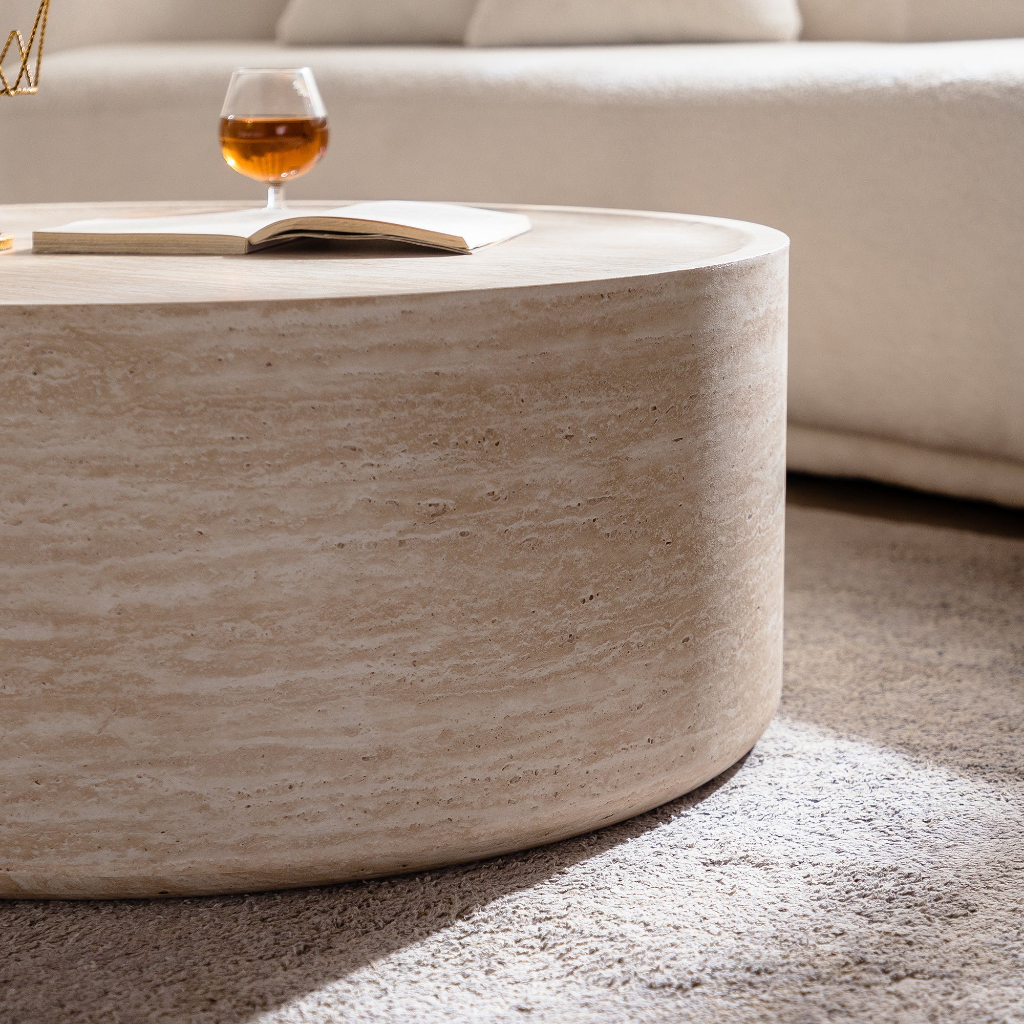 31.5'' Round Coffee Table with Mars Pattern for Living Room