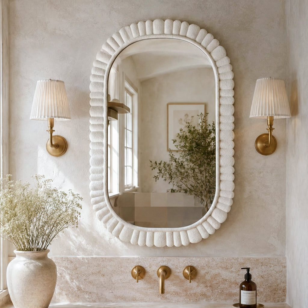 24"x36" Oval Scalloped Wall Mirror