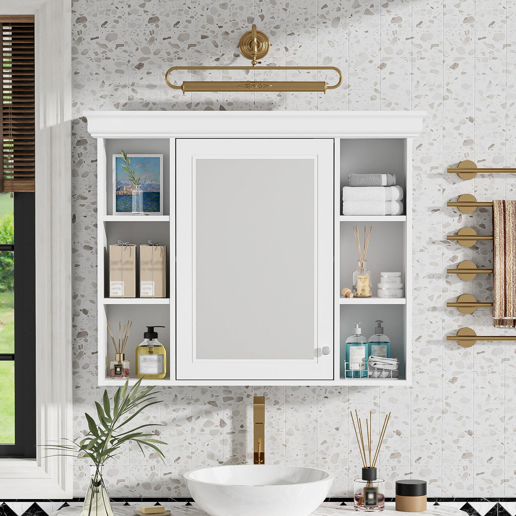 35" x 28" White Wall Mounted Bathroom Storage Cabinet