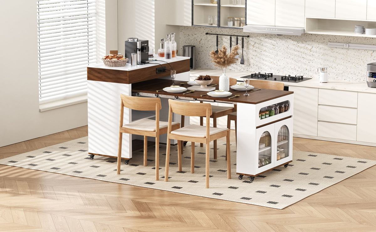 TREXM Extendable Dining Table with Extra-Long Folding Top