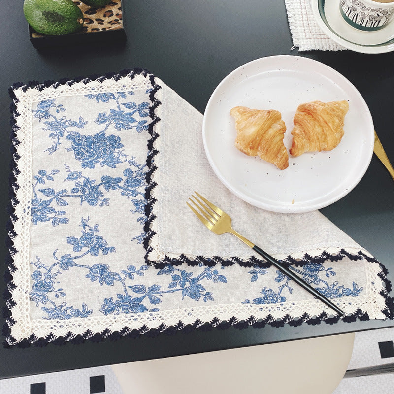 Pastoral French-style Fabric Lace Placemat And Napkin Ring Set