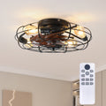 19.7" Industrial Caged Ceiling Fan with Light