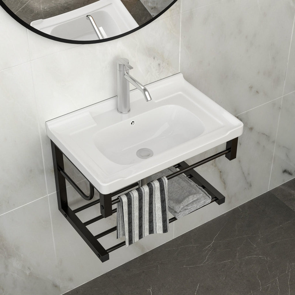 23.75"x15.75" Wall-Mounted Rectangular Ceramic Bathroom Sink