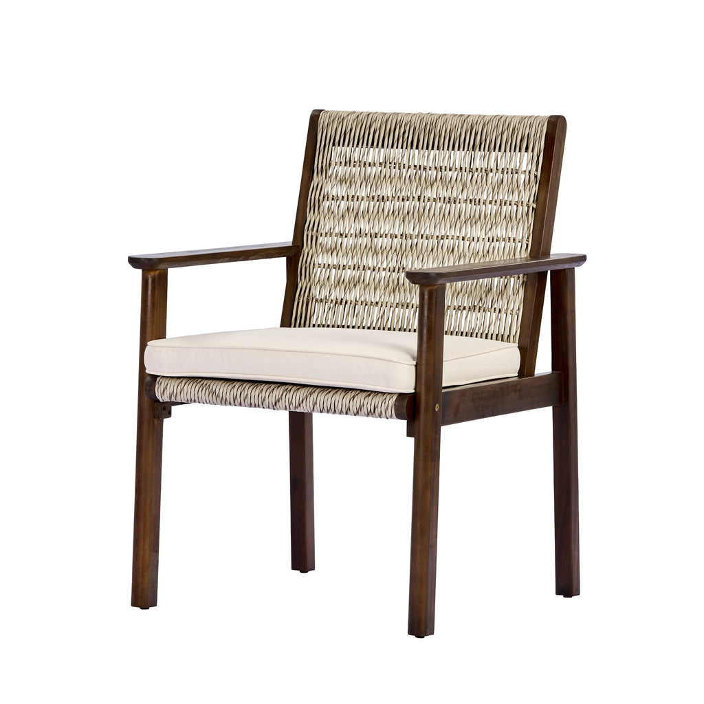Outdoor Dining Chairs Set of 2 - Acacia Wood & Wicker Rattan