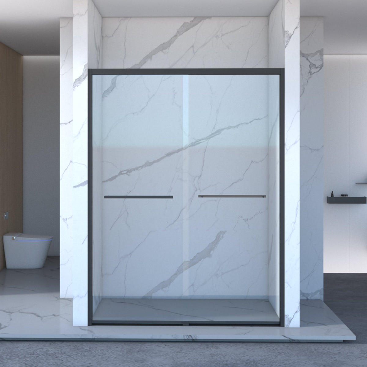 56-60"x70" Aluminum Frame Double Sliding Shower Door