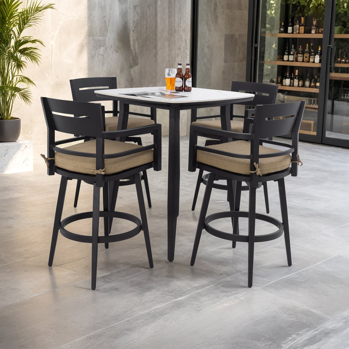 Modern 5PC Outdoor Patio Bar Set