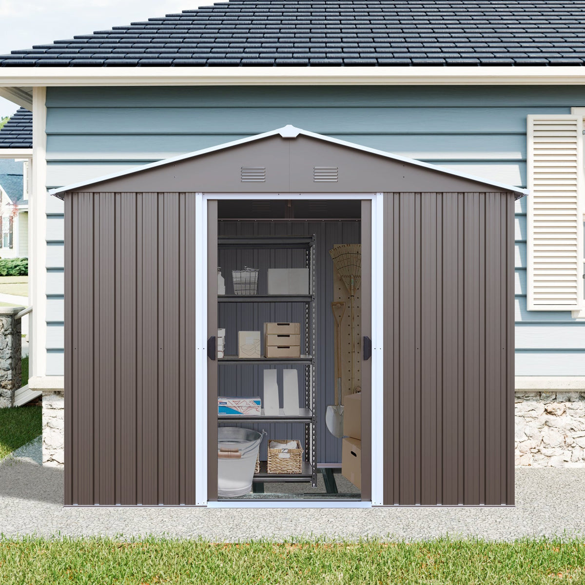 8ft x 4ft Outdoor Metal Storage Shed With Window