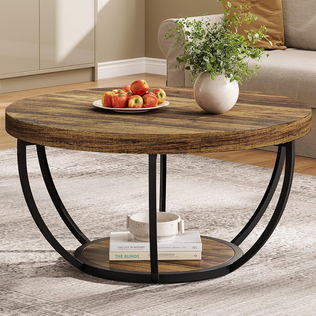 Round Coffee Table - 31.7" Rustic