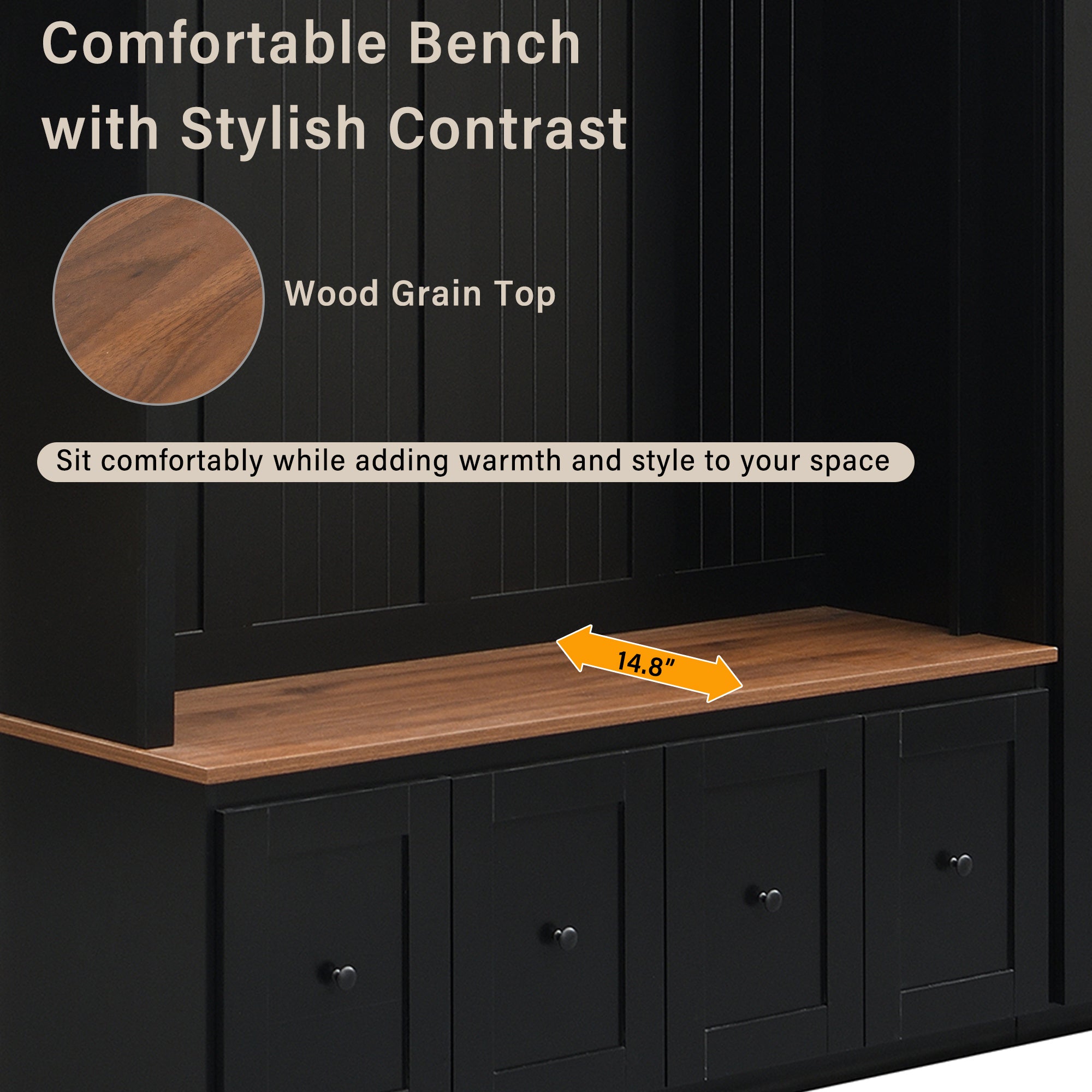 Vibe Haus 78.7"H Entryway Hall Tree with Storage Bench