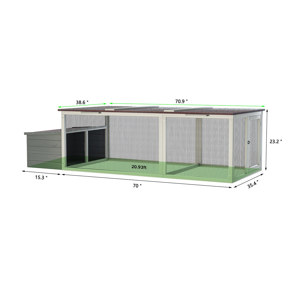 Large Wooden Chicken Coop with Nesting Box