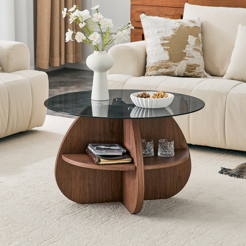 Creative Cross-Structure Round Coffee Table
