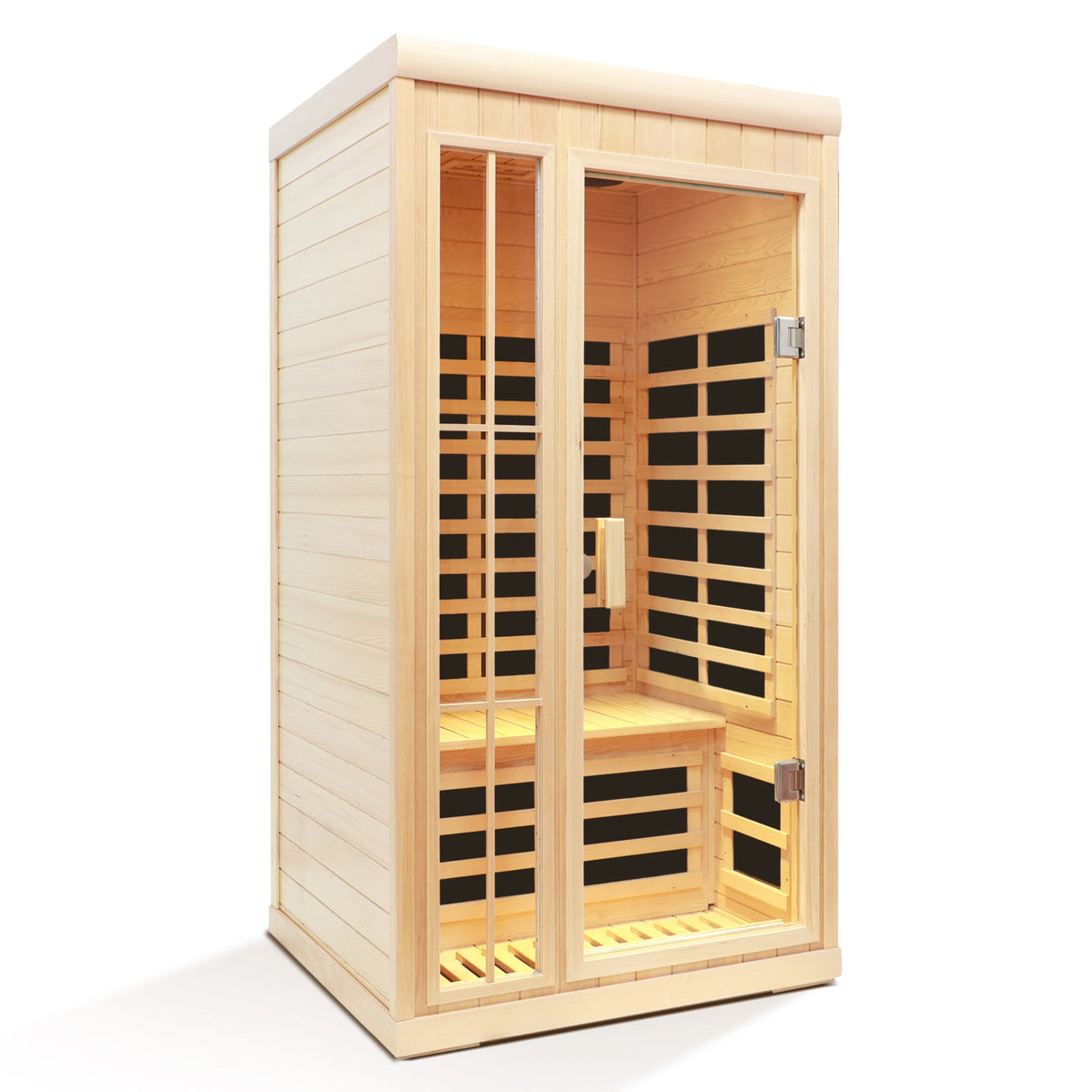 Deluxe One Person Hemlock Infrared Sauna Room with LED Colour Lights