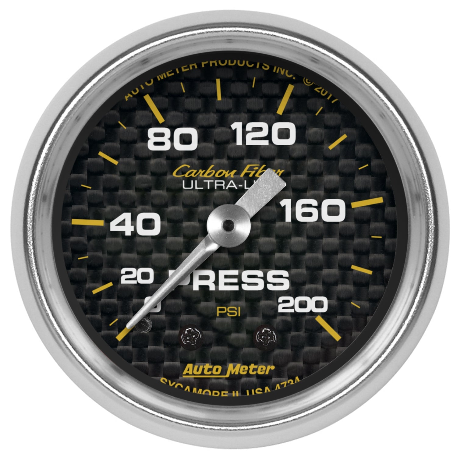 AutoMeter Carbon Fiber 2-1/16in Mechanical 0-200 PSI Pressure Gauge 4734