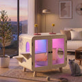 Cat Hidden Litter Box Enclosure with RGB LED Light