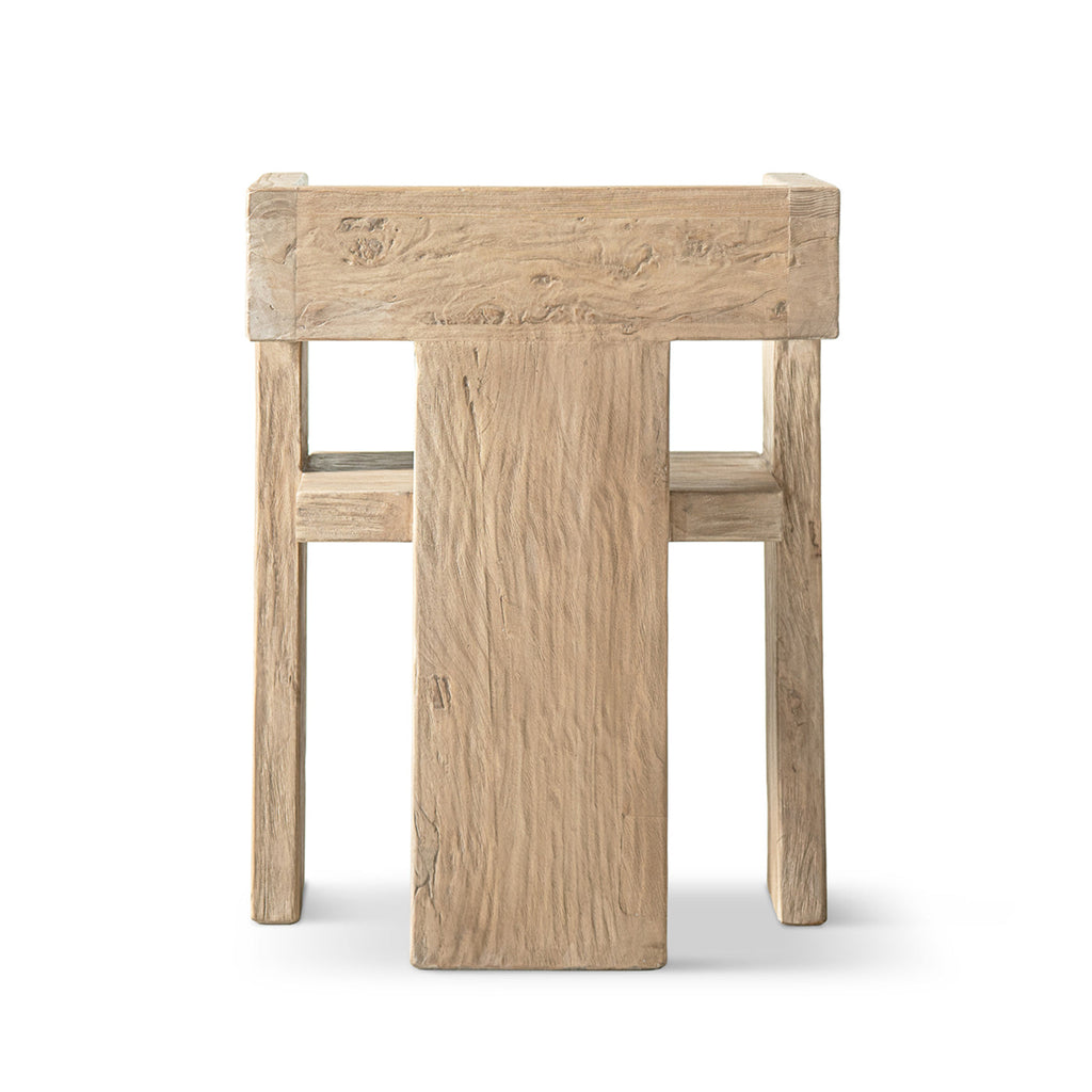 Avenel Solid Reclaimed Elm Sculptural Block Accent Chair