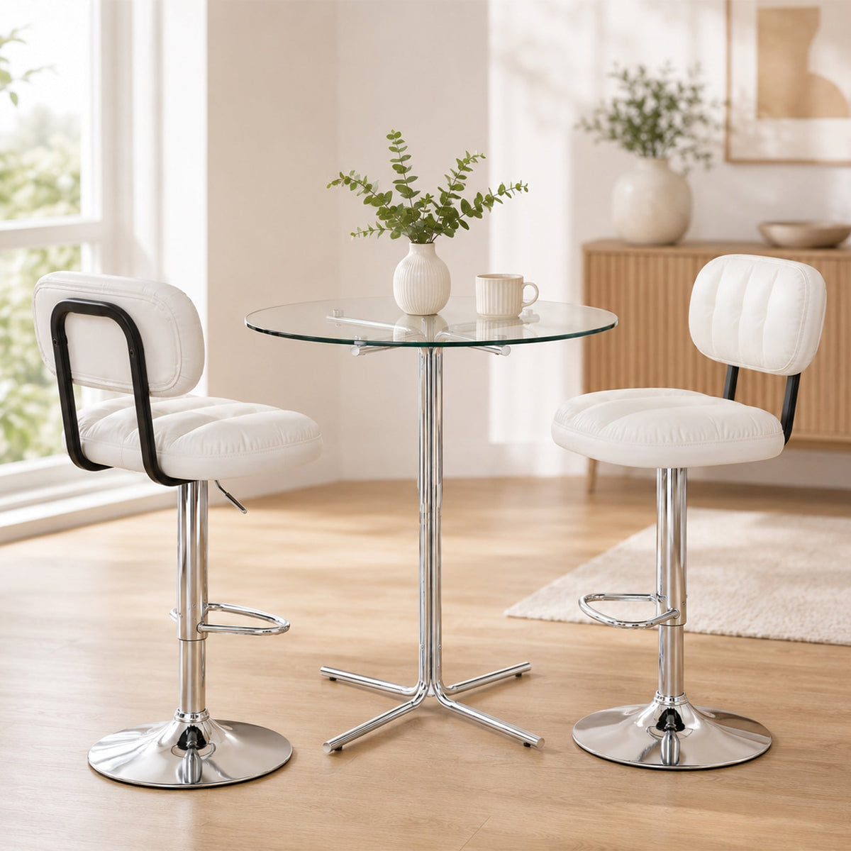 Set of 2 Adjustable Height Bar Stools