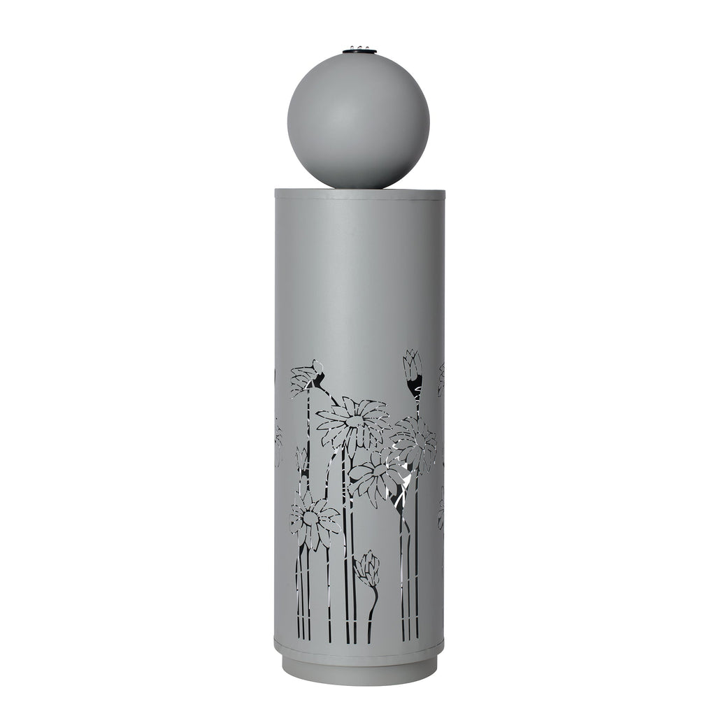 34.25"H Light Gray Metal Sphere-Top Fountain with LED Lights