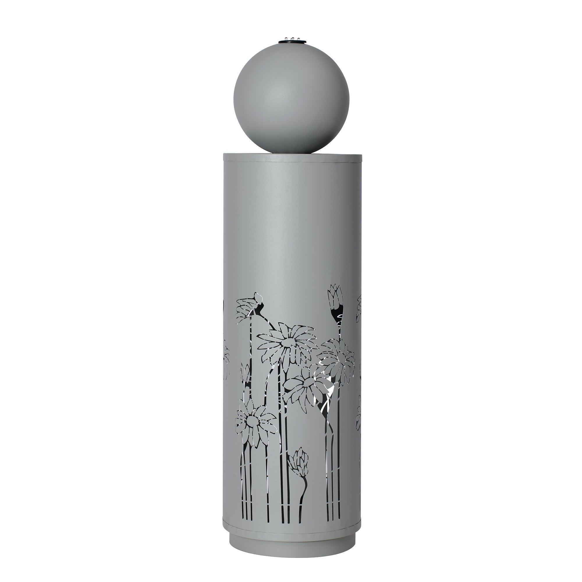 34.25"H Light Gray Metal Sphere-Top Fountain with LED Lights