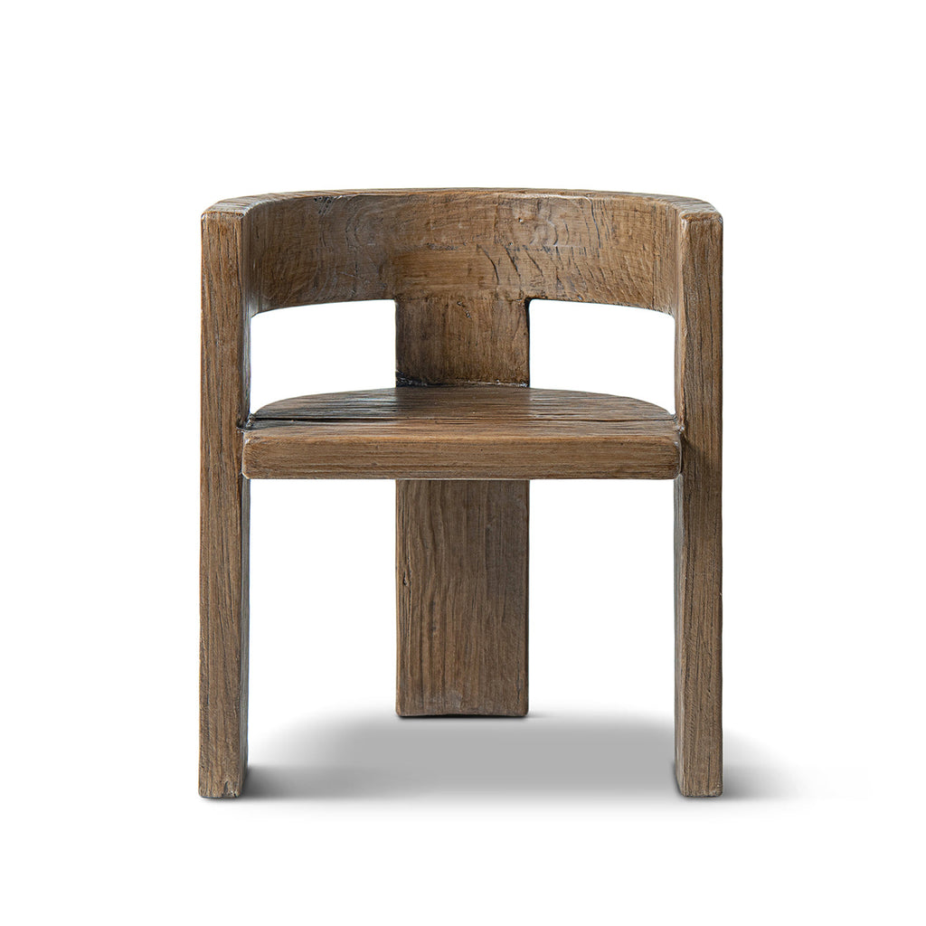 Soren Solid Reclaimed Elm Sculptural Accent Curved Dining Chair