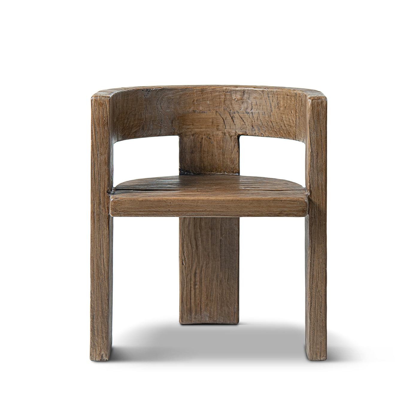 Soren Solid Reclaimed Elm Sculptural Accent Curved Dining Chair