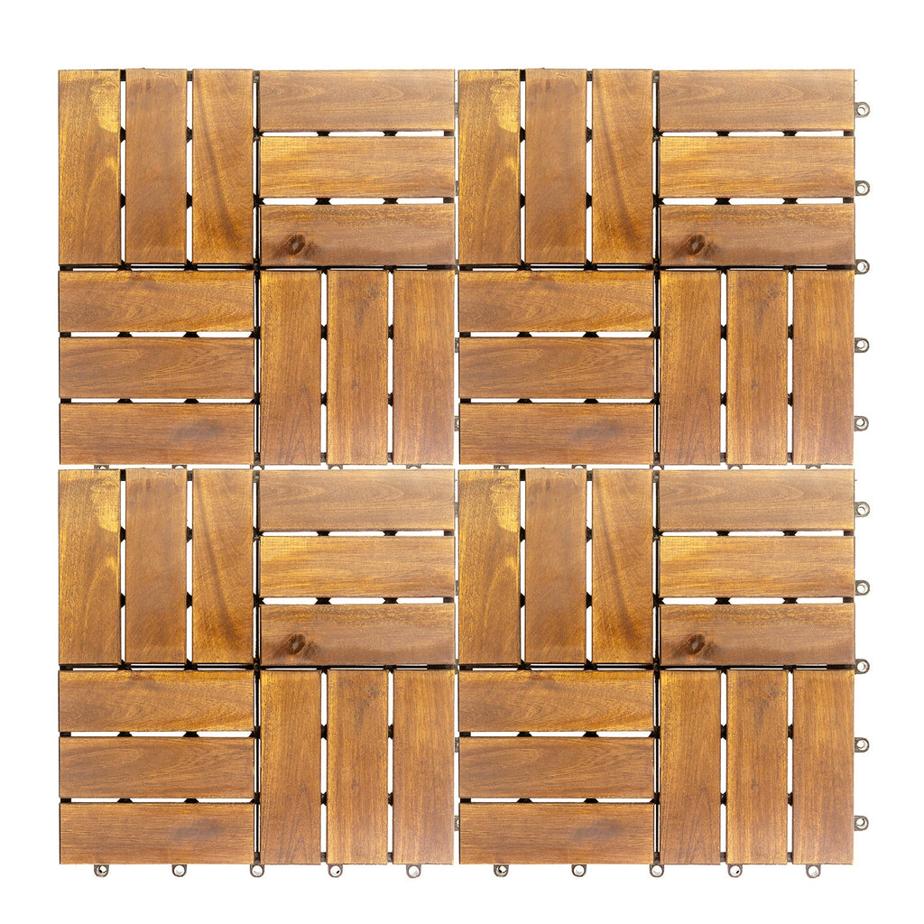 12 in. x 12 in. Acacia 12 Slats Checker Deck Tiles – 30 Pieces