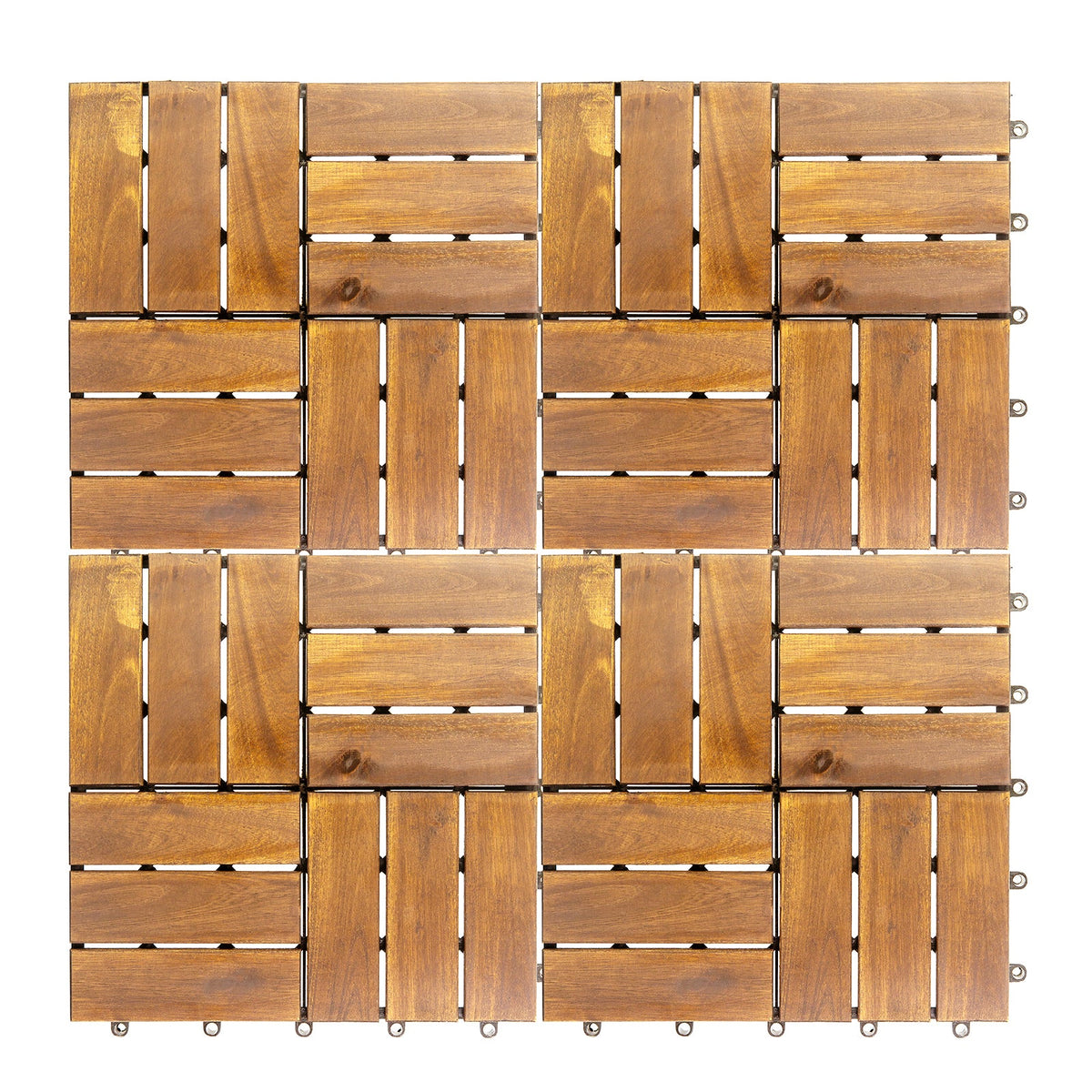 12 in. x 12 in. Acacia 12 Slats Checker Deck Tiles – 30 Pieces