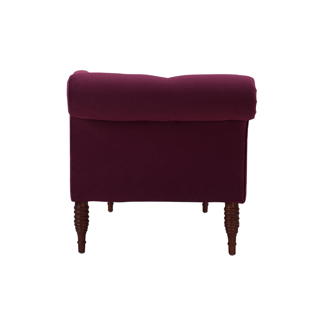 Samuel Tufted Roll Arm Chaise Lounge in Burgundy Velvet
