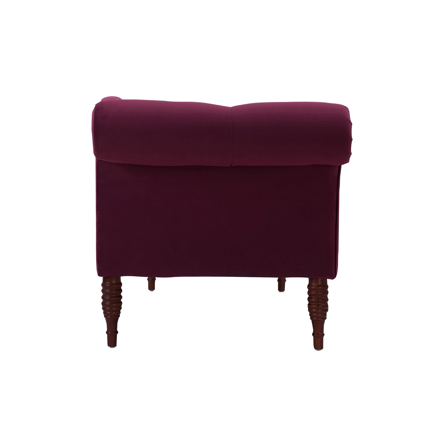 Samuel Tufted Roll Arm Chaise Lounge in Burgundy Velvet