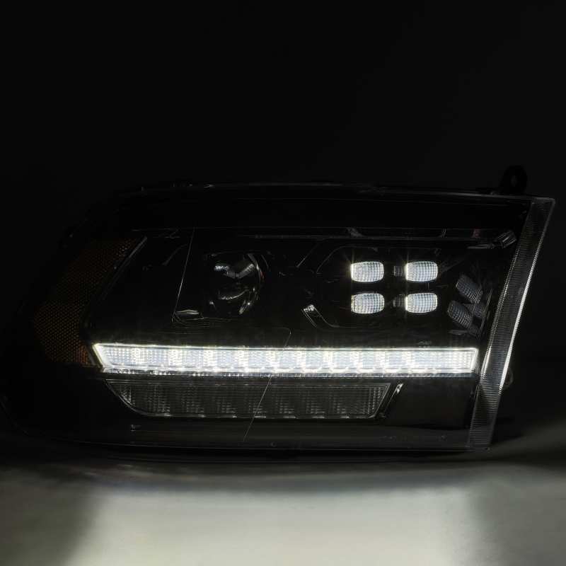 AlphaRex 09-18 Dodge Ram 1500HD PRO-Series Proj Headlight Plnk Style Blk w/Chrm Acc w/Seq Signal/DRL 880523 *Discontinued