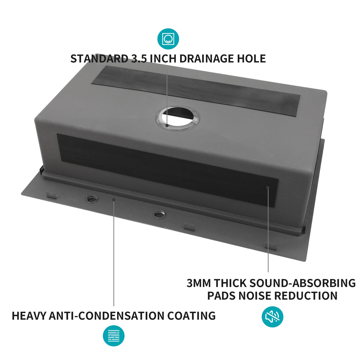 33" Drop In Kitchen Sink - Gunmetal Finish