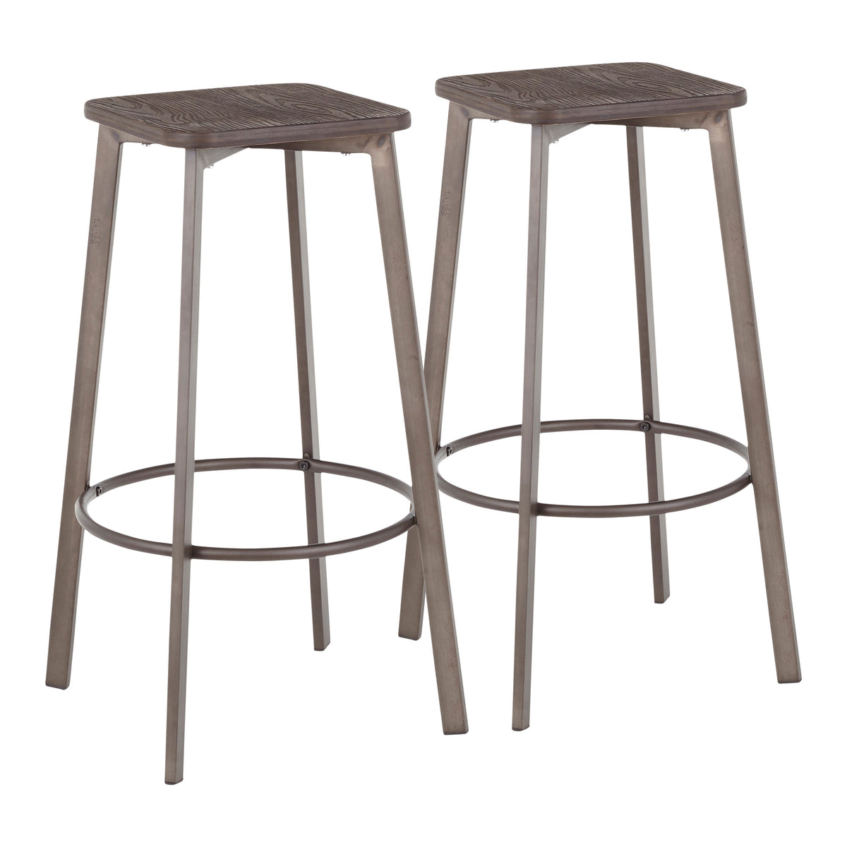Square Barstool in Antique Metal
