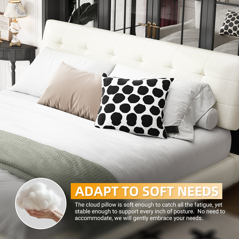 King Size Bed Frame with Tufted Headboard